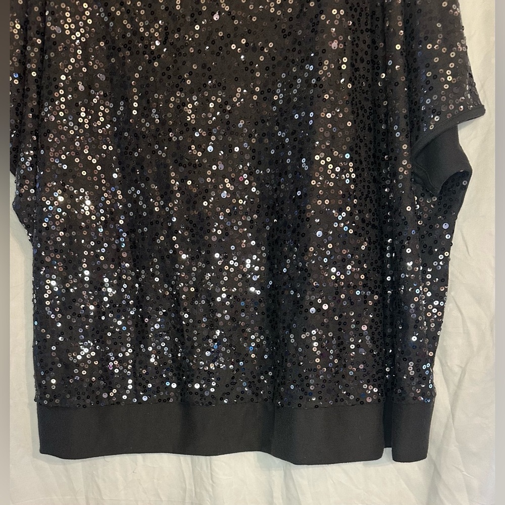 Dg2 by Diane Gilman Women’s Short Sleeve Sequin Top Gray size 1X - Picture 4 of 9